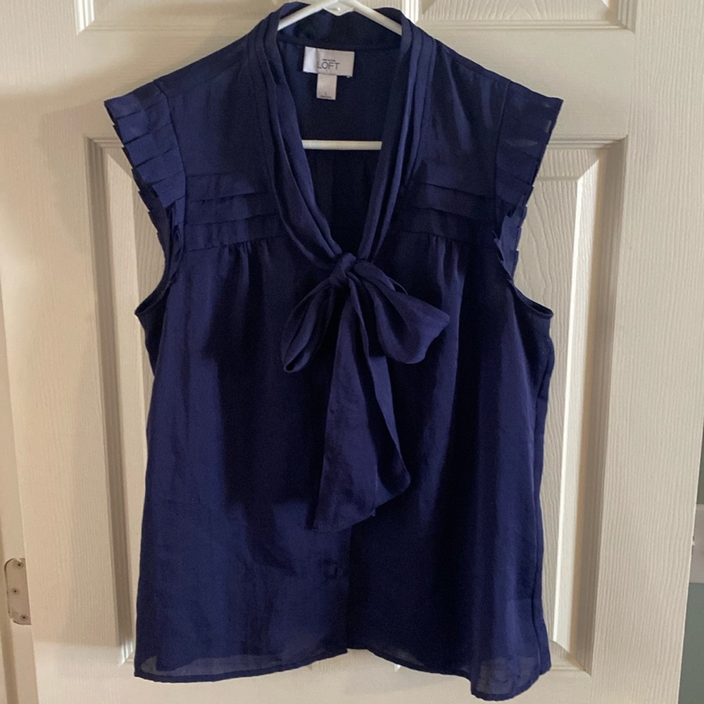 Ann Taylor Loft navy blouse, size large